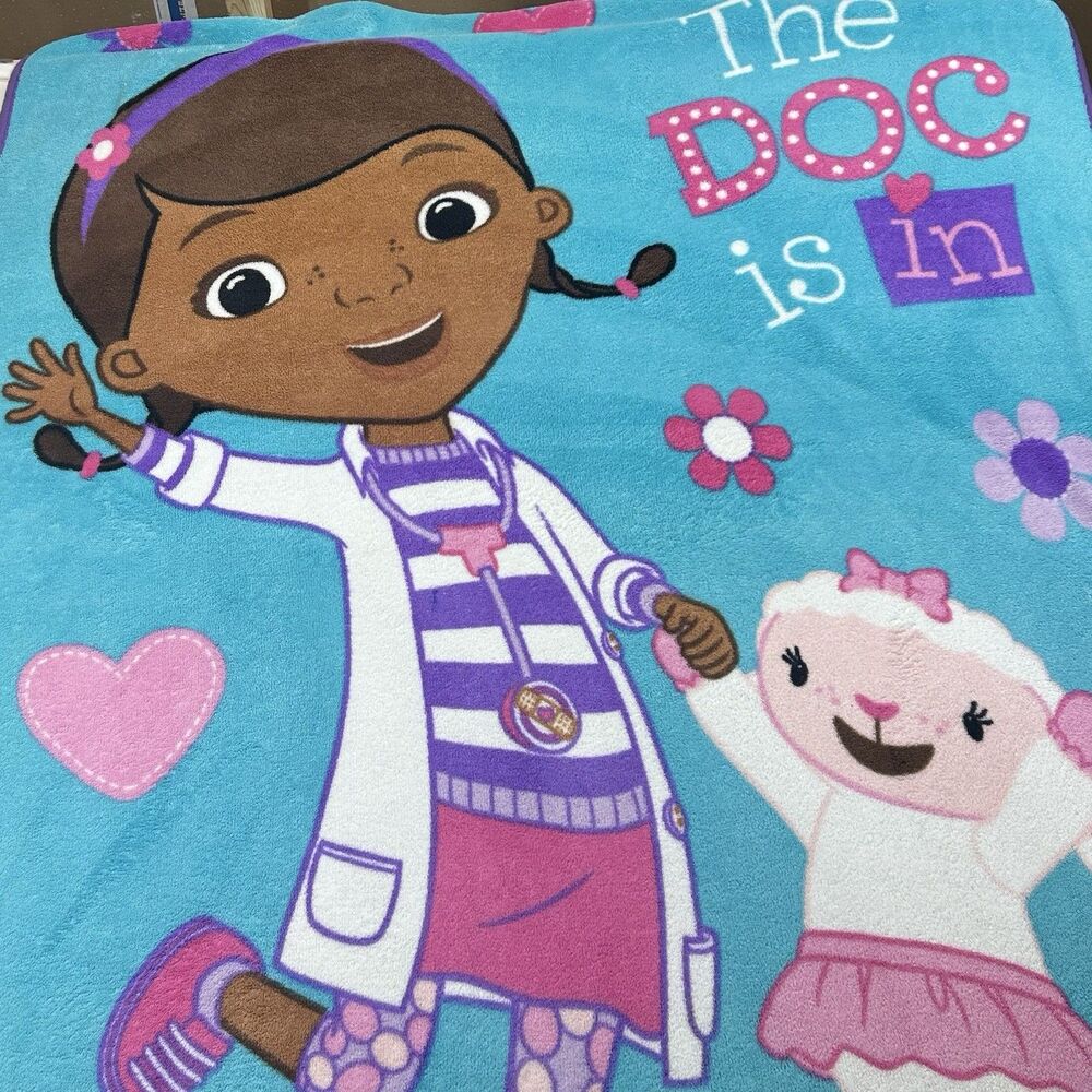 Disney DOC McStuffins Fleece Throw Blanket 40 X 60 “The Doc Is In” Lambie Lamb